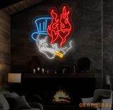 Skull Head Neon Sign - Custom Handmade Fire Neon Light Unique Wall Decor Personalized Skull Art Aesthetic Gift for Home