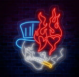 Skull Head Neon Sign - Custom Handmade Fire Neon Light Unique Wall Decor Personalized Skull Art Aesthetic Gift for Home