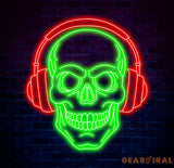 Skull Headphone Neon Sign Custom LED Sign for Music Lovers Music Club Wall Decor Unique Headphone Shop Light Perfect