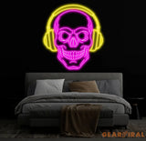 Skull Headphone Neon Sign Custom LED Sign for Music Lovers Music Club Wall Decor Unique Headphone Shop Light Perfect