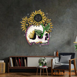 Skull Sun Flowers LED Neon Sign Light Pop Art