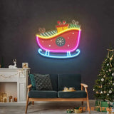 Sleigh With Gifts Christmas LED Neon Acrylic Artwork