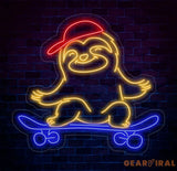 Sloth Skating Neon Sign Funny Neon Sign Sloth Neon Sign Neon Sign For Sloth Fan Wall Decor Nursery Night Lamp For Kids