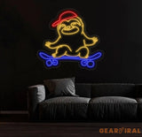 Sloth Skating Neon Sign Funny Neon Sign Sloth Neon Sign Neon Sign For Sloth Fan Wall Decor Nursery Night Lamp For Kids