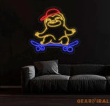 Sloth Skating Neon Sign Funny Neon Sign Sloth Neon Sign Neon Sign For Sloth Fan Wall Decor Nursery Night Lamp For Kids
