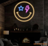 Smiley Face Neon Sign Cute Smiley Face Neon Sign Kids Room Party Decor LED Neon Light Sign for College Dorm,Living Room