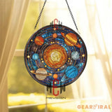 Solar System Stained Glass Suncatcher Planetary Window Panel Outer Space Decor Astronomy Gift Galaxy Art for Science