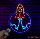 Spaceship Led Sign Rocket Neon Sign Wall Decor Spaceship Art Sign Christmas Decor Best Gifts Rocket Led Signs