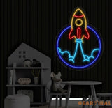 Spaceship Led Sign Rocket Neon Sign Wall Decor Spaceship Art Sign Christmas Decor Best Gifts Rocket Led Signs