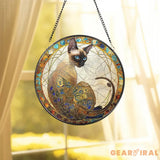 Sphynx Cat Stained Glass Suncatcher Window Hanging Ornament Cat Lover Decor Sphynx Lover Gift Sphynx Cat Decor