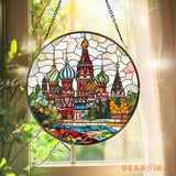 St. Basil Cathedral Stained Glass Suncatcher Russia Landmark Window Hanging Decor Colorful Travel Gift Moscow
