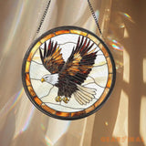 Stained Glass Eagle Suncatcher – Handmade Bald Eagle Window Art Patriotic Bird Decor Wildlife Gift for Nature Lovers