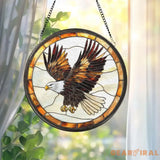 Stained Glass Eagle Suncatcher – Handmade Bald Eagle Window Art Patriotic Bird Decor Wildlife Gift for Nature Lovers