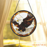 Stained Glass Eagle Suncatcher Wildlife Bird Window Art Handmade Gift for Nature Lovers Cabin Wall Decor Bald Eagle