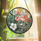 Stained Glass Flamingo Suncatcher Handmade Bird Window Hanging Tropical Glass Decor for Flamingo Lovers Housewarming or