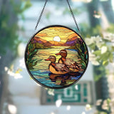 Stained Glass Mallard Ducks SunCatcher Farm Animal Window Hanging Farmhouse Decor Duck Ornament Duck Lovers Gift Farmer