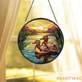 Stained Glass Mallard Ducks SunCatcher Farm Animal Window Hanging Farmhouse Decor Duck Ornament Duck Lovers Gift Farmer