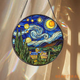 Stained Glass Starry Night Suncatcher Van Gogh Art Ornament Celestial Window Decor Gift for Art Lovers Holiday Keepsake
