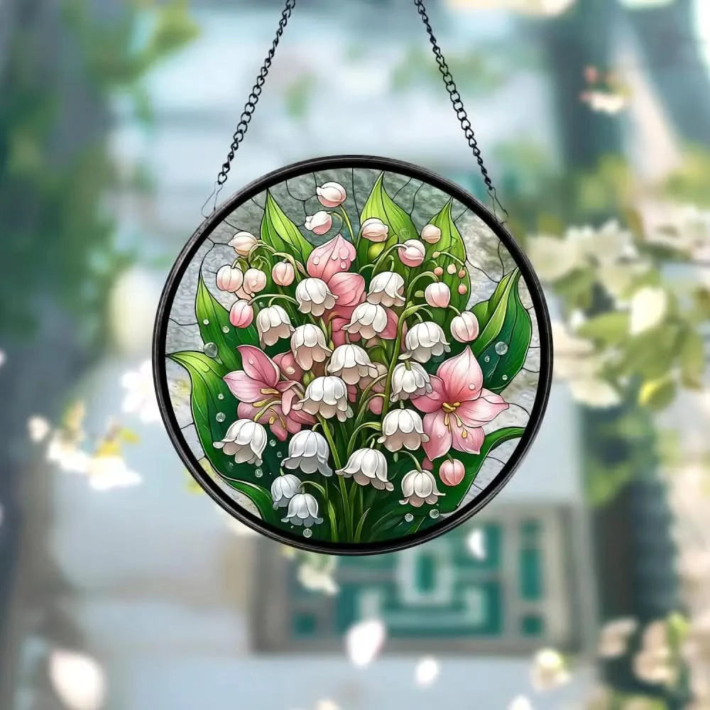 Stained Glass The Valley Lily Flower Suncatcher Window Hanging Flower Lovers Gift Lily of the Valley Suncatcher