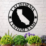 State Monograms Metal Sign with LED Lights Personalized Family Name Metal Sign Family Wall Decor Personalized Wall Art