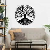 Strong Deep Welcome Family Tree of Life Metal Sign - Personalized Wall Art Decor - Olive Tree Metal Door Hanging - Tree