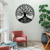 Strong Deep Welcome Family Tree of Life Metal Sign - Personalized Wall Art Decor - Olive Tree Metal Door Hanging - Tree
