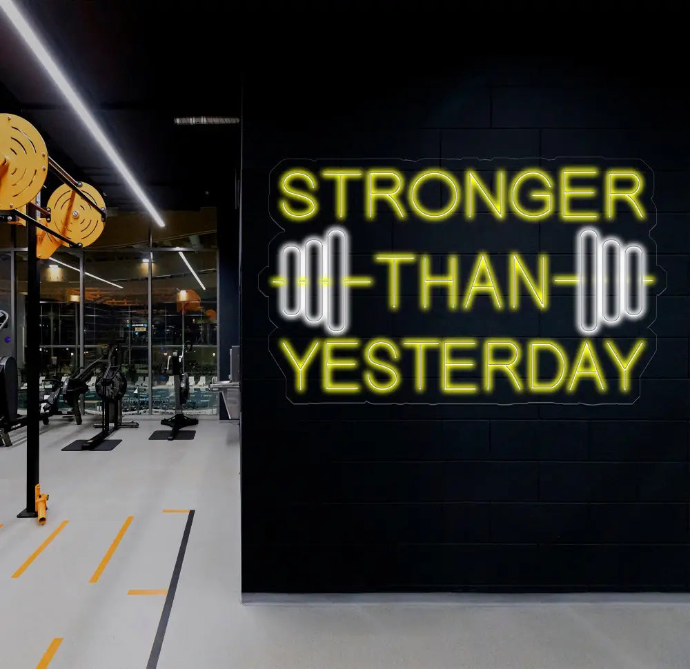 Stronger Than Yesterday Neon Sign Handmade Neon Sign Home Gym Decor Gift for Gym Lover Gifts For Him Fitness Decor