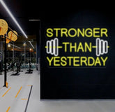 Stronger Than Yesterday Neon Sign Handmade Neon Sign Home Gym Decor Gift for Gym Lover Gifts For Him Fitness Decor