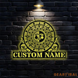 Sun and Moon Time Metal Sign Personalized Family Name Metal Sign Family LED Wall Decor Personalized Wall Art