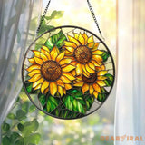 Sunflower Glass Suncatcher Floral Pendant Window Hanging Sunflower Window Decor Gift for Mom or Grandma Bright Kitchen