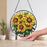 Sunflower Glass Suncatcher Floral Pendant Window Hanging Mother’s Day Sunflower Gift Window Decor Grandma Gift