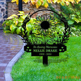 Sunflower Memorial Name Stake Metal Sign Personalized Family Name Metal Sign Family Wall Decor Personalized Wall Art