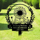 Sunflower Memorial Name Stake Metal Sign Personalized Family Name Metal Sign Family Wall Decor Personalized Wall Art