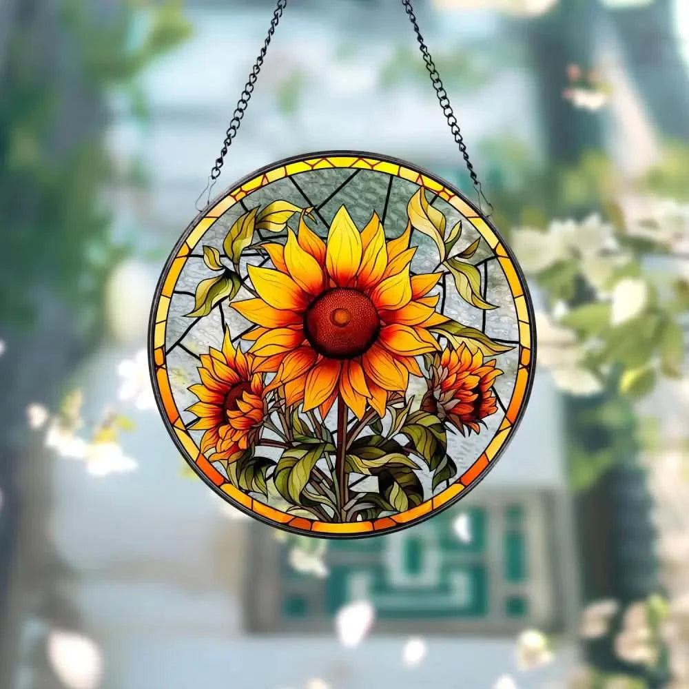Sunflowers Window Stained Glass Suncatcher Sunflowers Suncatcher Flower Garden Gift Birthday Gift Window Hanging