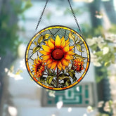 Sunflowers Window Stained Glass Suncatcher Sunflowers Suncatcher Flower Garden Gift Birthday Gift Window Hanging