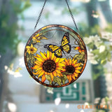 Sunflowers Window Stained Glass Sunflowers Suncatcher Flower Garden Gift Home Decor Birthday Gift Window Hanging