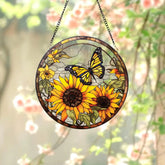 Sunflowers Window Stained Glass Sunflowers Suncatcher Flower Garden Gift Home Decor Birthday Gift Window Hanging
