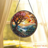 Sunset In The Forest Suncatcher Mountain Range Window Hanging Landscape Window Decor Sunset Suncatcher Gift for Sunset