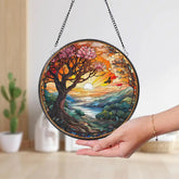 Sunset In The Forest Suncatcher Mountain Range Window Hanging Landscape Window Decor Sunset Suncatcher Gift for Sunset