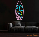 Surfboard Neon Sign Surf Wall Art Decor Hawaii Home Sign Summer Atmosphere Light Tiki Bar Decor Seaside Bar Decor