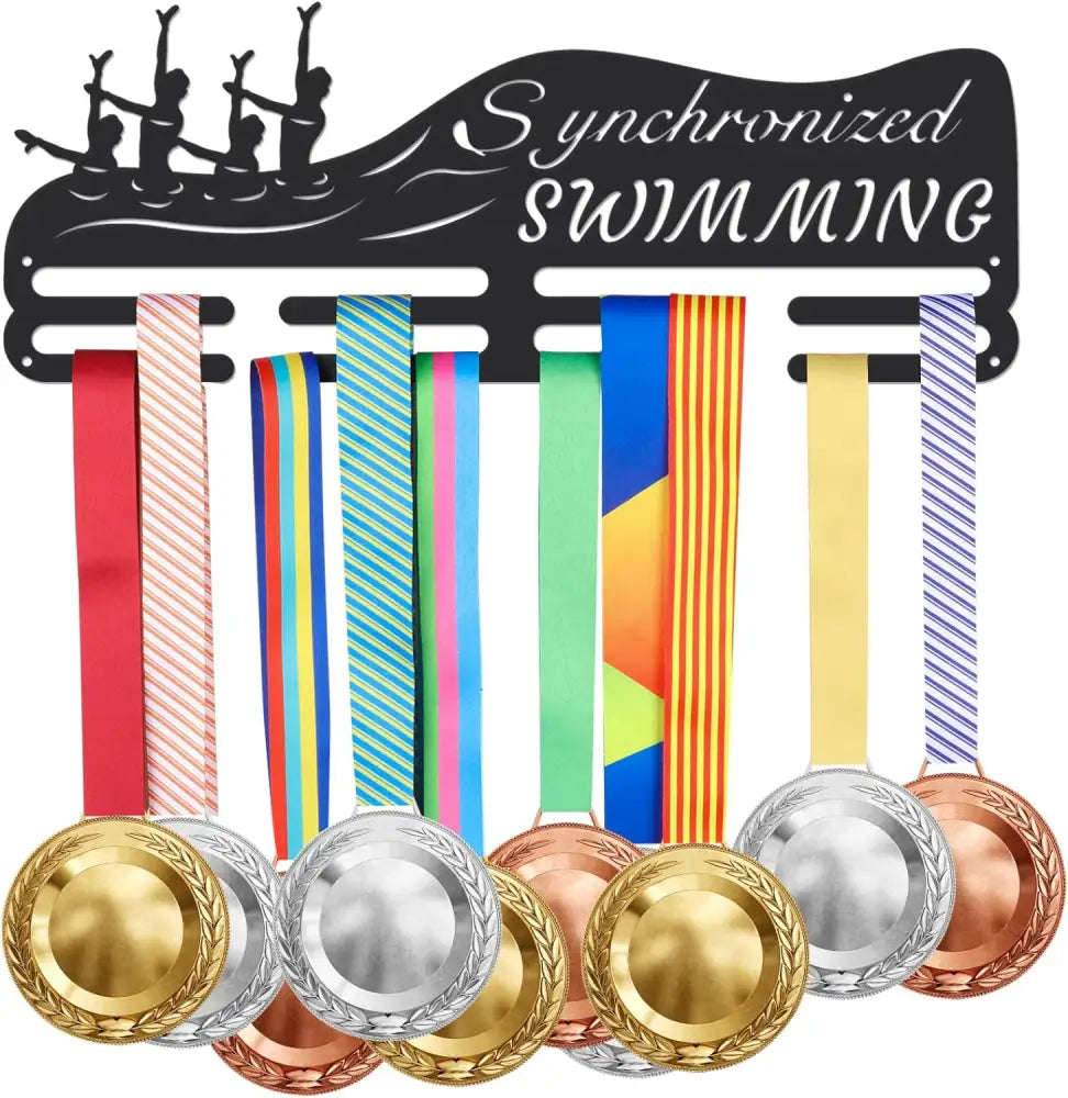 Synchronized Swimming Medal Holder Swimming Iron Medals Display Iron Medal Hook Accommodate for 60+ Medals Black Iron