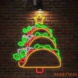 Taco Christmas Tree Neon Sign Fast Food Light Mexican Tacos Led Lights Mexican Food Neon Light Shop LED Restaurant Decor