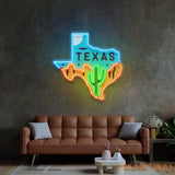 Texas Map LED Neon Sign Light Pop Art