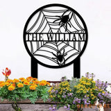 The Spider Web Garden Metal Stake Personalized Family Name Yard Sign Outdoor Door Garden Decor Garden Art Gift for
