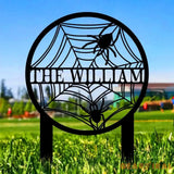 The Spider Web Garden Metal Stake Personalized Family Name Yard Sign Outdoor Door Garden Decor Garden Art Gift for