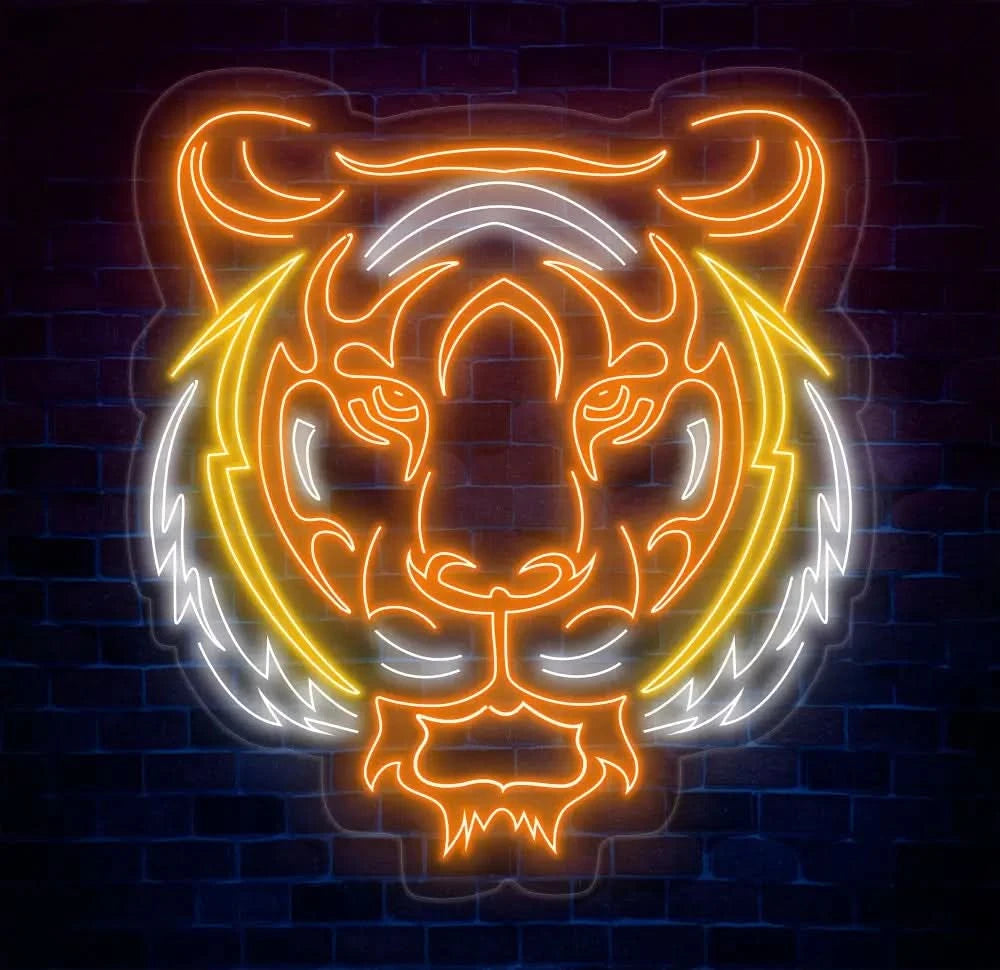 Tiger Head Neon Sign - LED Tiger Light for Animal Wall Decor Man Cave & Home Decor Wildlife Gift Custom Tiger Neon Art