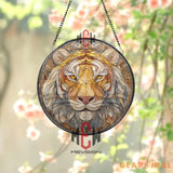 Tiger Stained Glass Suncatcher Bold Wildlife Window Panel Jungle Animal Decor Fierce Big Cat Art Gift for Nature and