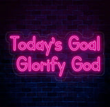 Today’s Goal: Glorify God Neon Sign - Christian Home Decor Religious Wall Art Jesus Neon Light Faith Gift Sign for
