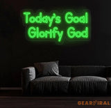 Today’s Goal: Glorify God Neon Sign - Christian Home Decor Religious Wall Art Jesus Neon Light Faith Gift Sign for
