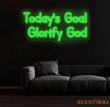 Today’s Goal: Glorify God Neon Sign - Christian Home Decor Religious Wall Art Jesus Neon Light Faith Gift Sign for